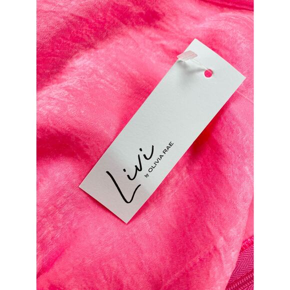 Livi by Olivia Rae Womens L Satin Slip Dress‎ Slit Neon Pink Strappy Barbiecore - Picture 10 of 12